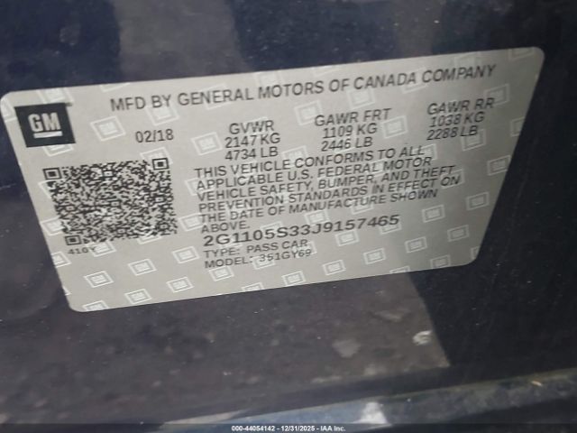 2018 CHEVROLET IMPALA 2G1105S33J9157465 Photo 8