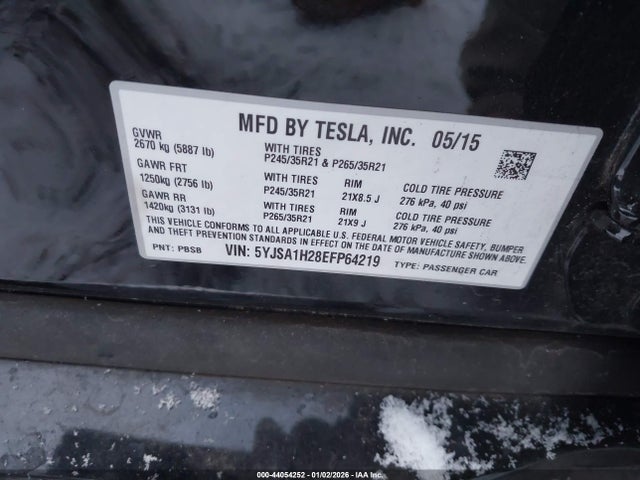 2014 TESLA MODEL S 5YJSA1H28EFP64219 Photo 8