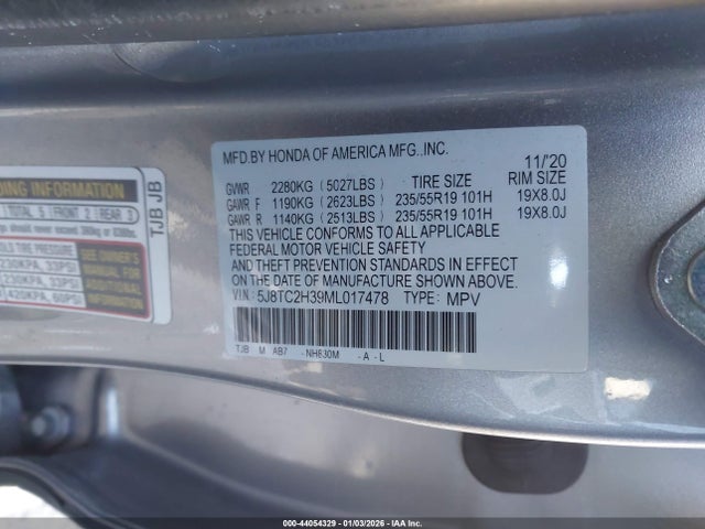Продаж на аукціоні авто 2021 Acura Rdx Standard, vin: 5J8TC2H39ML017478, номер лоту: 44054329