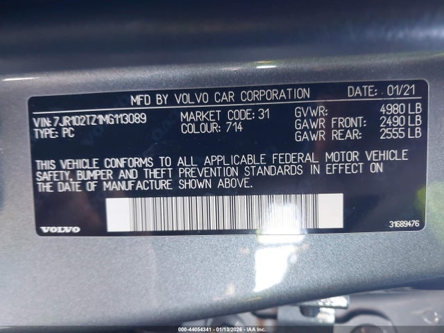 2021 VOLVO S60 7JR102TZ1MG113089 Photo 8