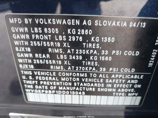 2013 VOLKSWAGEN TOUAREG WVGEP9BP1DD013043 Photo 8