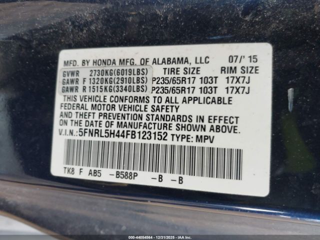 2015 HONDA ODYSSEY 5FNRL5H44FB123152 Photo 8