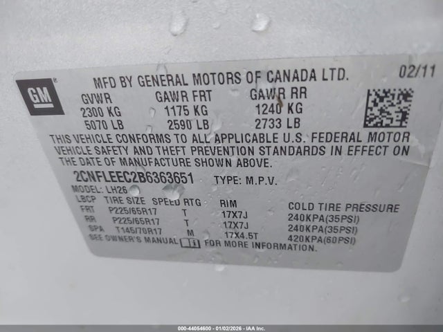 2011 CHEVROLET EQUINOX 2CNFLEEC2B6363651 Photo 8