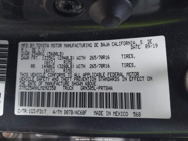 3TMCZ5ANXLM292350 Toyota Tacoma Trd Off-road