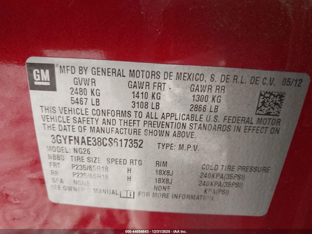 2012 CADILLAC SRX 3GYFNAE38CS617352 Photo 8