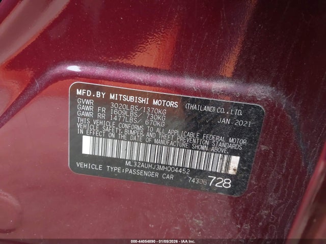 2021 MITSUBISHI MIRAGE ML32AUHJ3MH004452 Photo 8