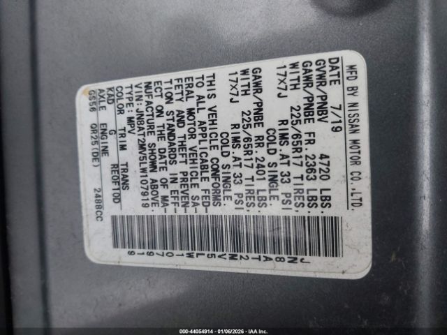 2020 NISSAN ROGUE JN8AT2MV5LW107919 Photo 8