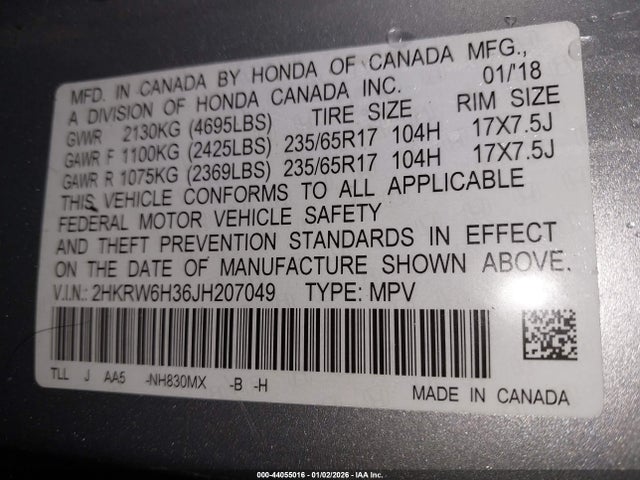 2HKRW6H36JH207049 Honda CR-V LX