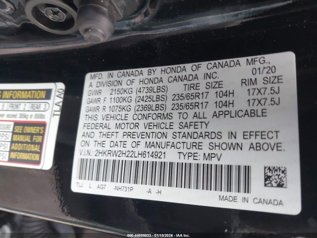 2HKRW2H22LH614921 Honda Cr-v Awd Lx