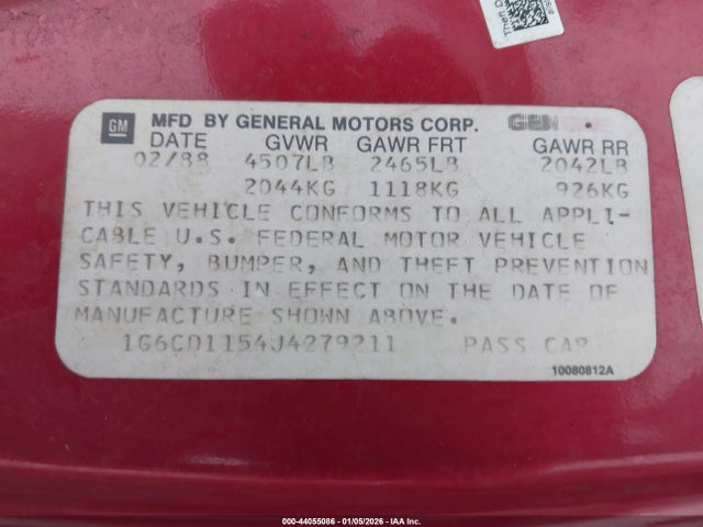 1988 CADILLAC DEVILLE 1G6CD1154J4279211 Photo 8