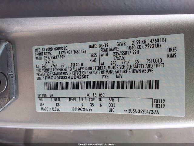 2019 FORD ESCAPE 1FMCU9GD3KUB42607 Photo 8