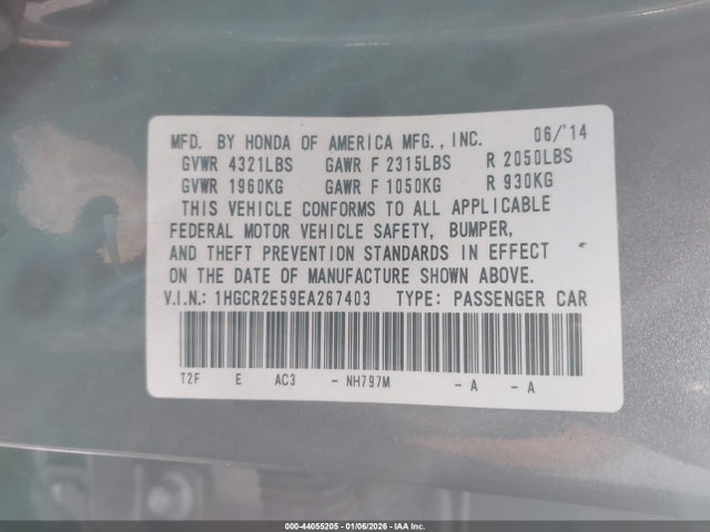 1HGCR2E59EA267403 Honda Accord Sport