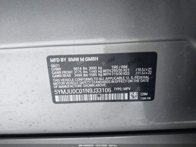 2022 BMW X5 M 5YMJU0C01N9J33106 Photo 8