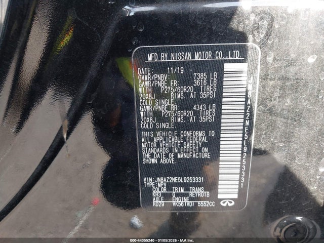 Aukcja sprzedaży 2020 Infiniti Qx80 Luxe Awd, vin: JN8AZ2NE5L9253331, numer aukcji: 44055240