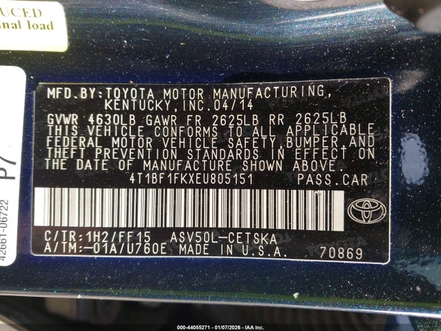 Toyota CAMRY SE 2014 4T1BF1FKXEU805151 Image 9