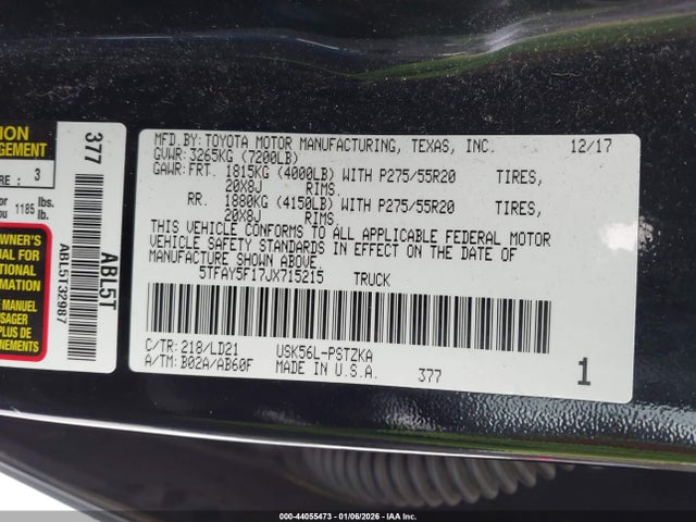 5TFAY5F17JX715215 Toyota Tundra 1794 5.7l V8