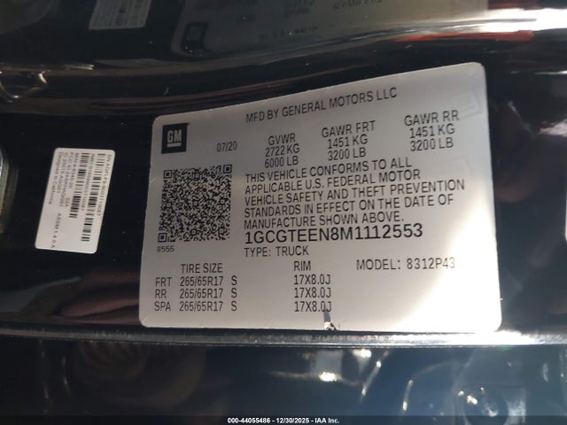 1GCGTEEN8M1112553 Chevrolet Colorado 4wd Short Box Zr2
