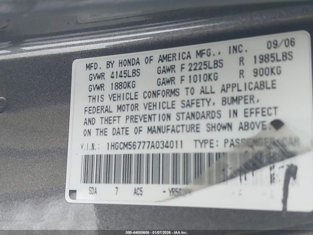 2007 HONDA ACCORD 1HGCM56777A034011 Photo 8