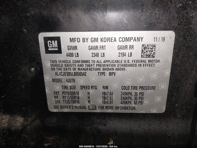 Aukcja sprzedaży 2020 Buick Encore Awd Preferred, vin: KL4CJESB5LB056542, numer aukcji: 44055616