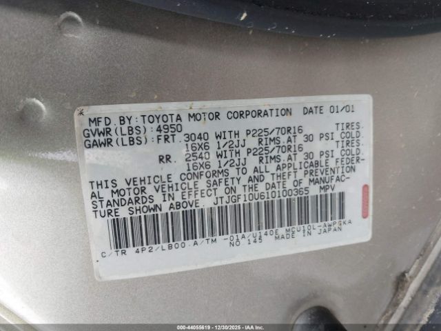 2001 LEXUS RX 300 JTJGF10U610100365 Photo 8