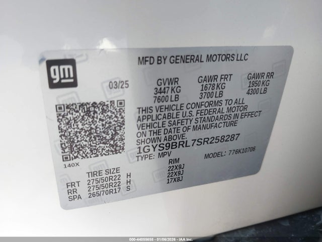 2025 CADILLAC ESCALADE 1GYS9BRL7SR258287 Photo 8