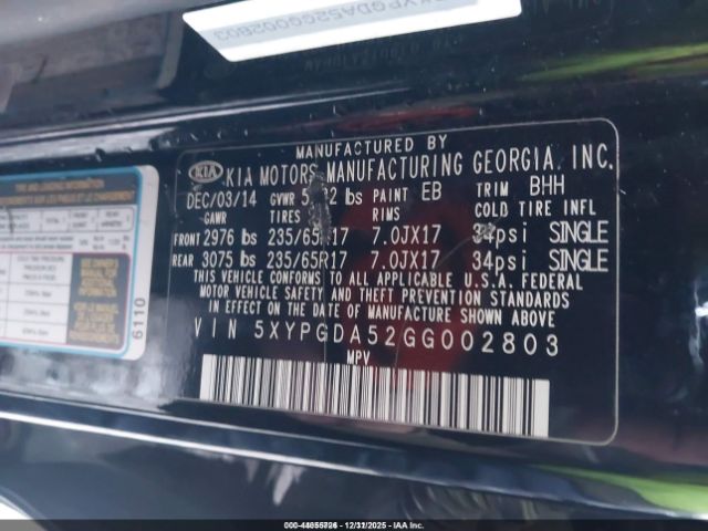 2016 KIA SORENTO 5XYPGDA52GG002803 Photo 8