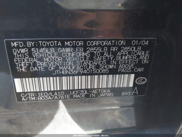 2004 LEXUS LS 430 JTHBN36F940150085 Photo 8