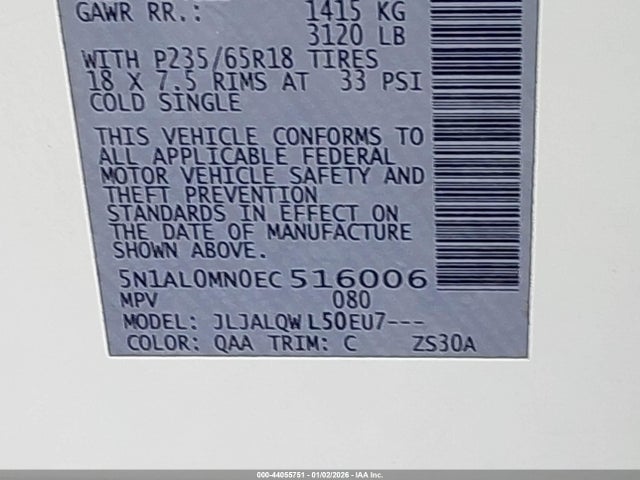 5N1AL0MN0EC516006 Infiniti QX60