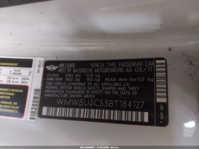 2011 MINI COOPER WMWSU3C53BT184127 Photo 8