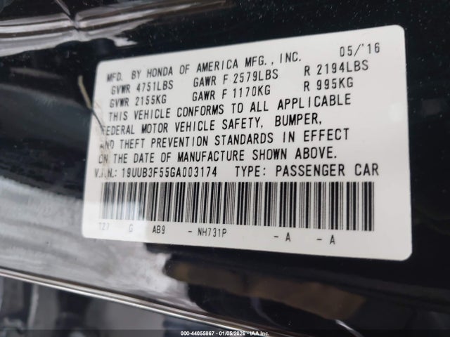 Aukcja sprzedaży 2016 Acura Tlx V6 Tech, vin: 19UUB3F55GA003174, numer aukcji: 44055867