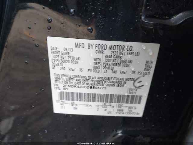 Aukcja sprzedaży 2013 Ford Edge Sel, vin: 2FMDK4JC6DBE05775, numer aukcji: 44056034