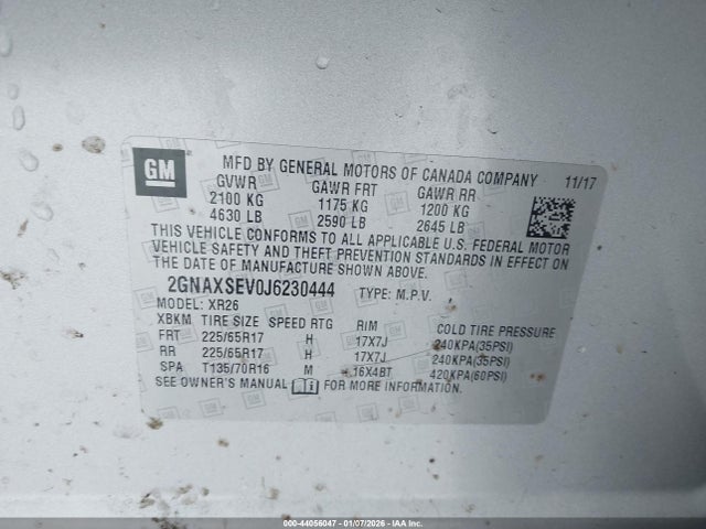 Chevrolet EQUINOX LT 2018 2GNAXSEV0J6230444 Image 9