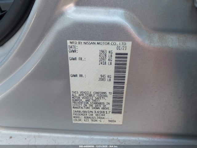Продажа на аукционе авто 2023 Nissan Altima S Fwd, vin: 1N4BL4BV1PN349817, номер лота: 44056056