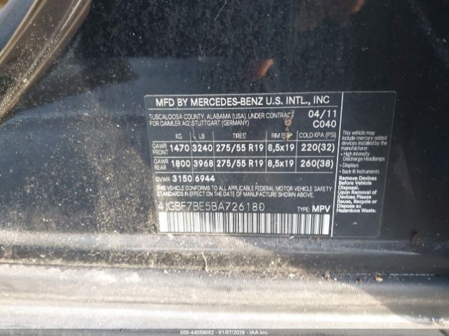 2011 MERCEDES-BENZ GL 450 4JGBF7BE5BA726180 Photo 8