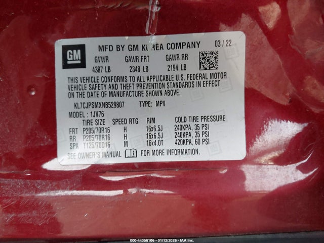 2022 CHEVROLET TRAX KL7CJPSMXNB529807 Photo 8