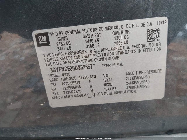 2013 CADILLAC SRX 3GYFNCE38DS526577 Photo 8