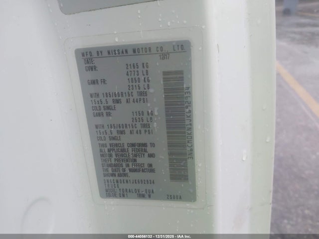 3N6CM0KN1JK692934 Nissan Nv200 S