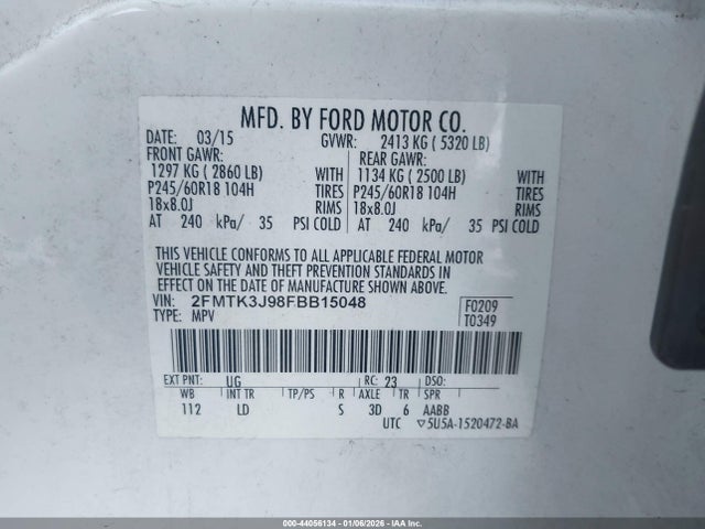 Ford EDGE SEL 2015 2FMTK3J98FBB15048 Image 9