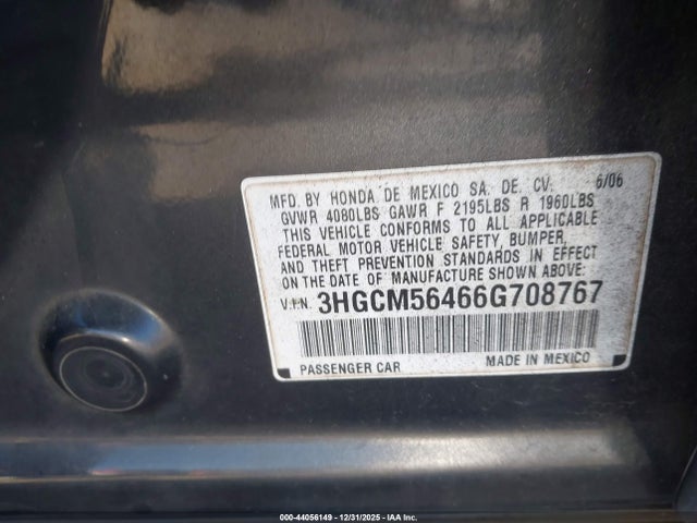Продаж на аукціоні авто 2006 Honda Accord 2.4 Lx, vin: 3HGCM56466G708767, номер лоту: 44056149