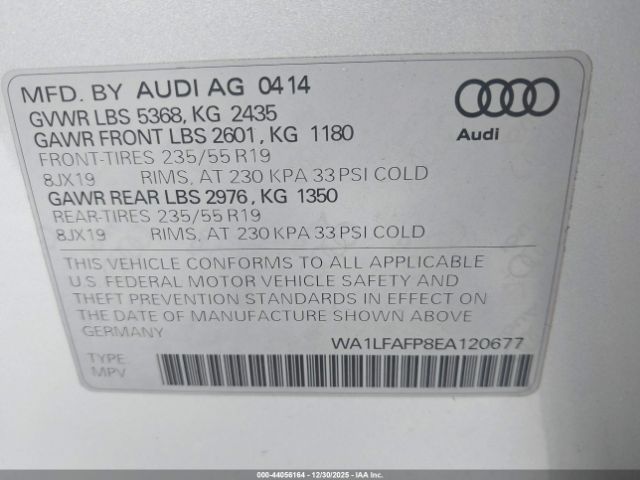 2014 AUDI Q5 WA1LFAFP8EA120677 Photo 8
