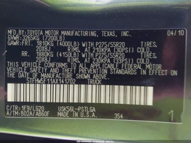 2010 TOYOTA TUNDRA 5TFHW5F11AX141702 Photo 8