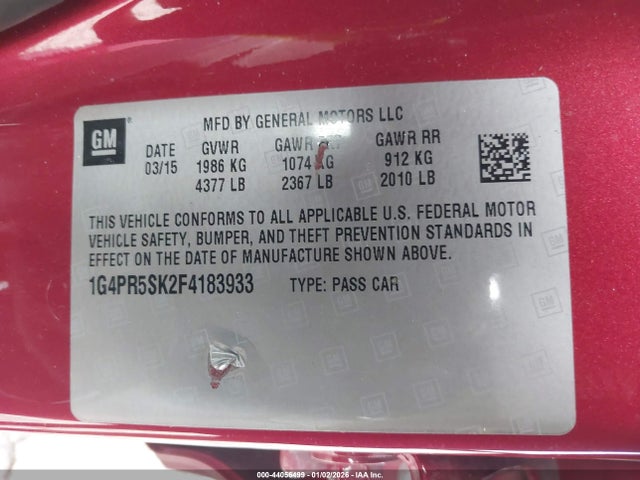 Aukcja sprzedaży 2015 Buick Verano Convenience Group, vin: 1G4PR5SK2F4183933, numer aukcji: 44056499