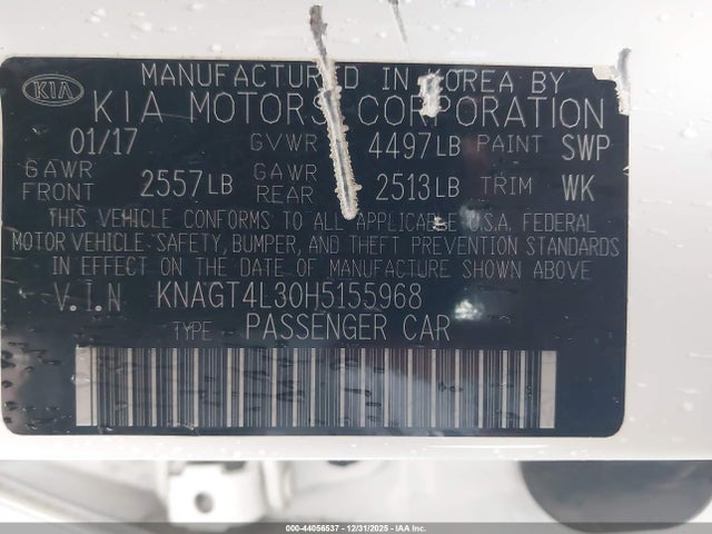 KNAGT4L30H5155968 KIA Optima Lx