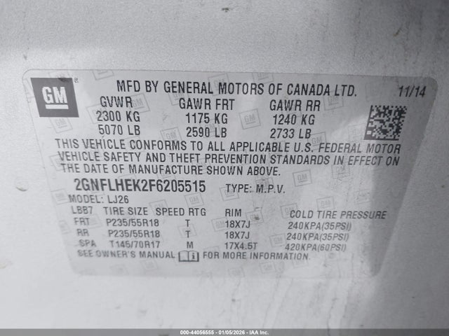 Chevrolet Equinox Ltz 2015 2GNFLHEK2F6205515 Image 9