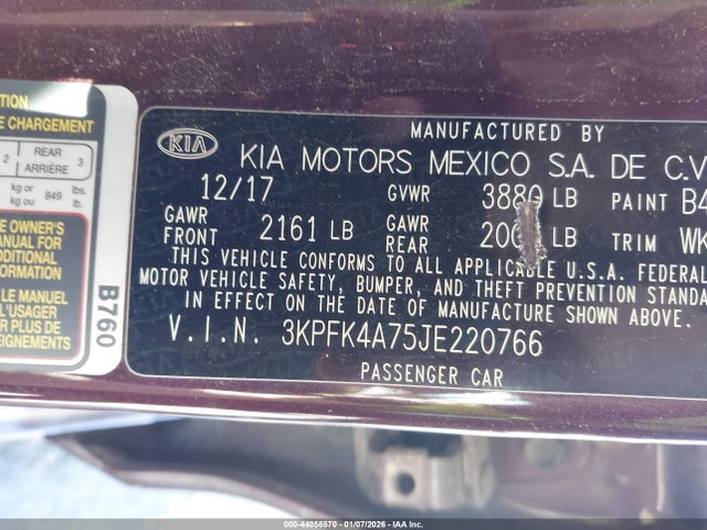 3KPFK4A75JE220766 KIA FORTE LX