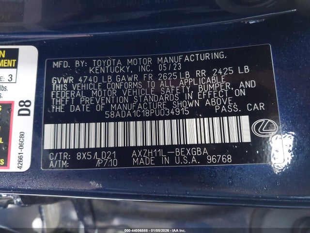Lexus ES 300H 2023 58ADA1C18PU034915 Image 9