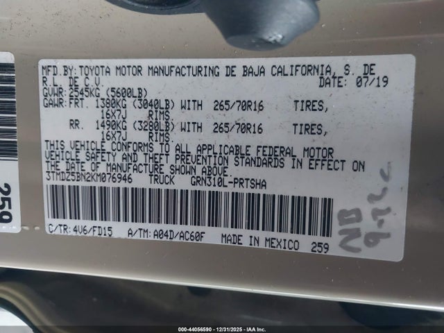 Toyota Tacoma Trd Off Road 2019 3TMDZ5BN2KM076946 Image 9