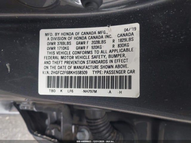 Honda Civic Lx 2019 2HGFC2F68KH558509 Image 9
