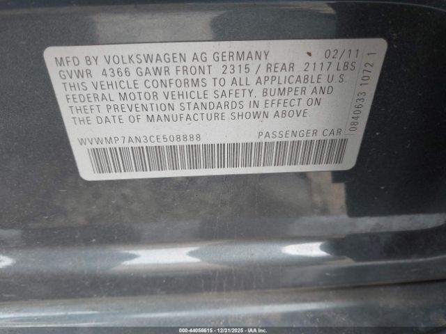 2012 VOLKSWAGEN CC WVWMP7AN3CE508888 Photo 8