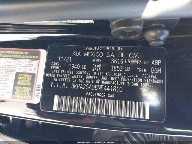 Продаж на аукціоні авто 2022 Kia Rio 5-door S, vin: 3KPA25AD8NE441810, номер лоту: 44056712